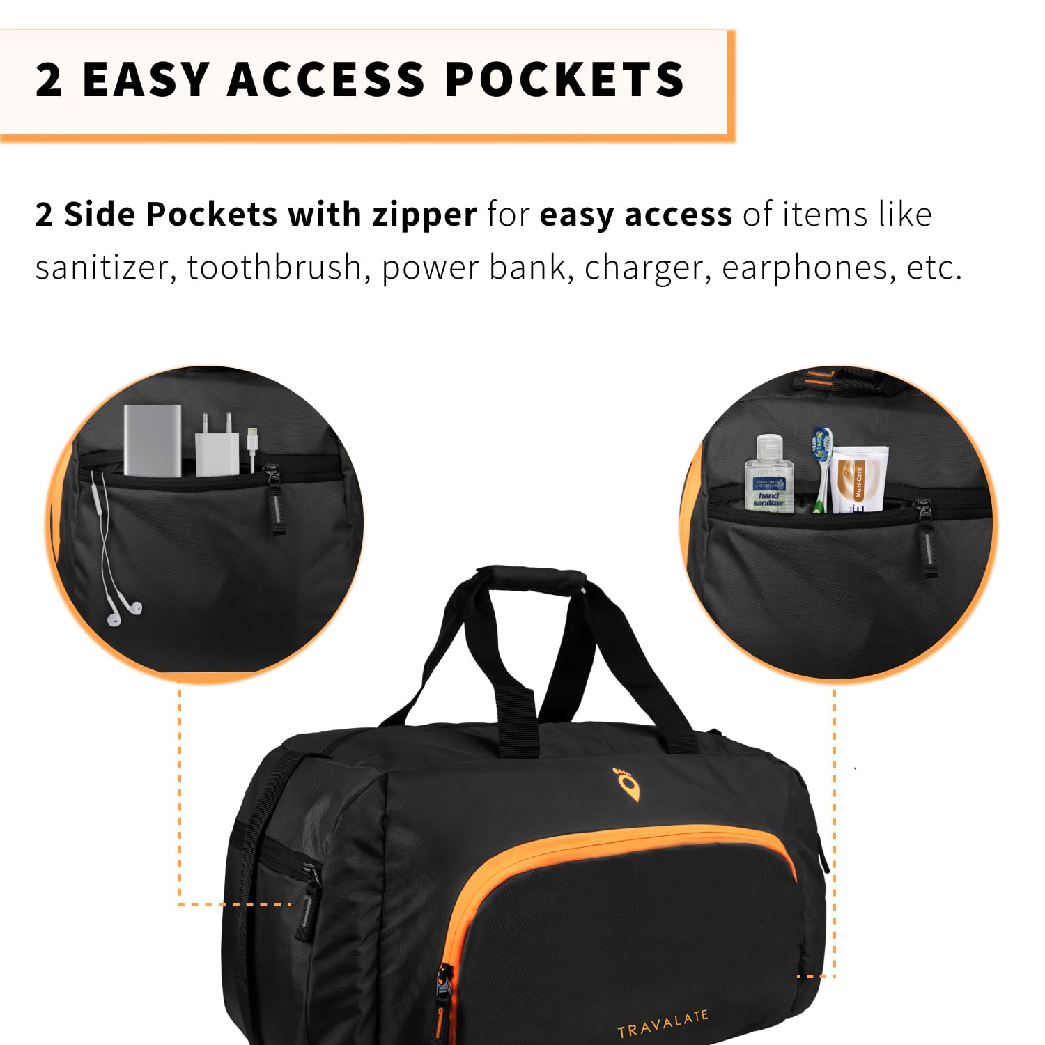 Multi Pocket Travel Duffle | Black