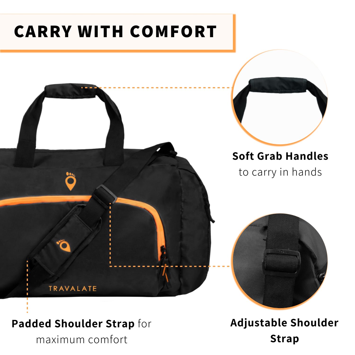 Multi Pocket Travel Duffle | Black