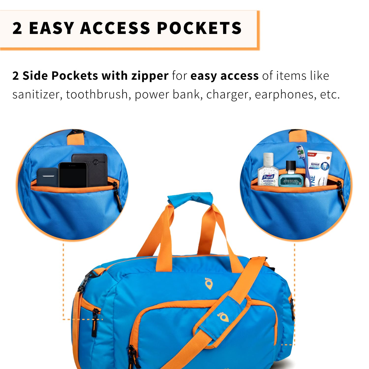 Multi Pocket Travel Duffle | Blue