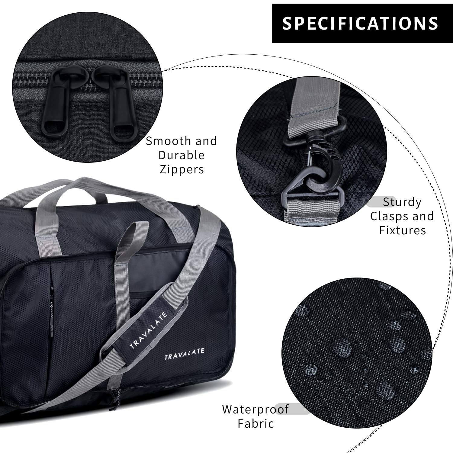 Foldable Travel Duffle | Black
