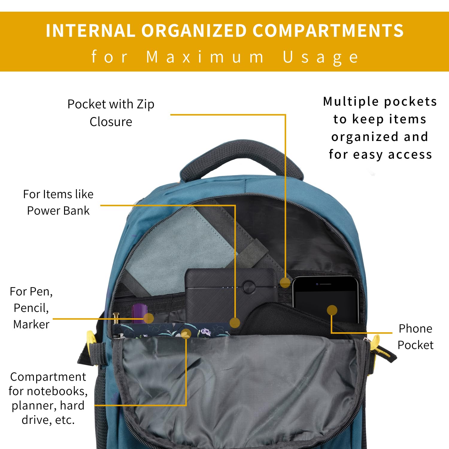 Multi-pocket casual Backpack | Teal
