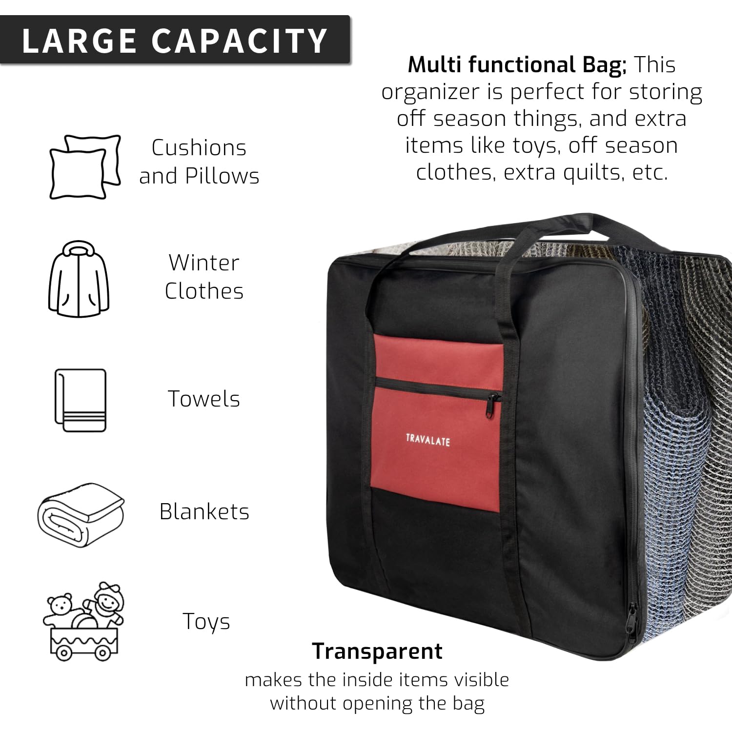 Transparent Storage Bag| Pack of 2