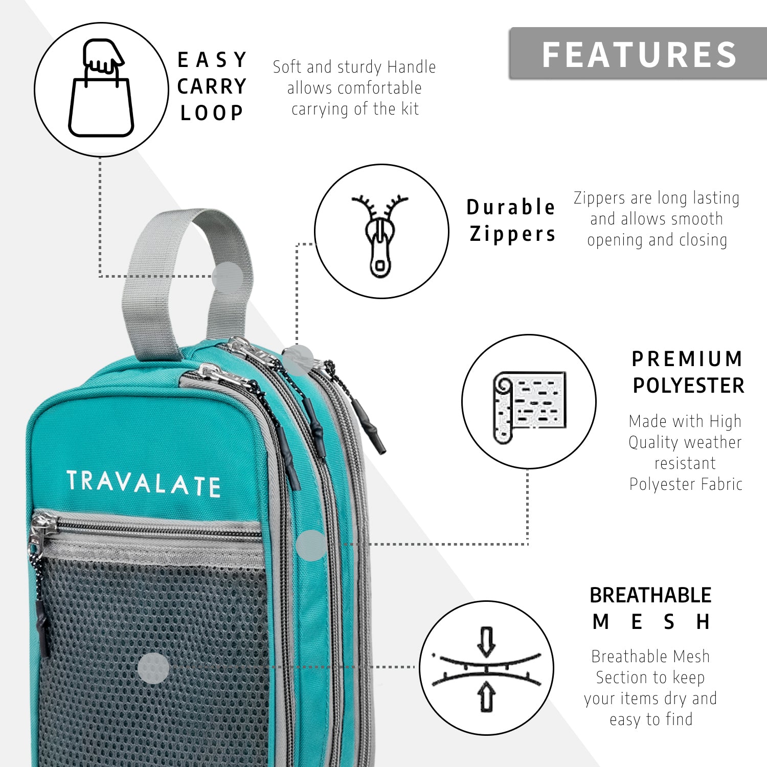 Multi-Pocket Travel Toiletry Bag | Green