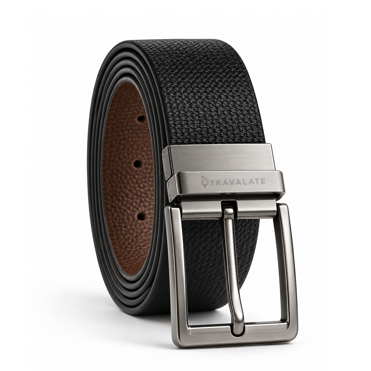 TRAVALATE 2-in-1 Twist Buckle Textured Leather Belt for Men - 44 Inches