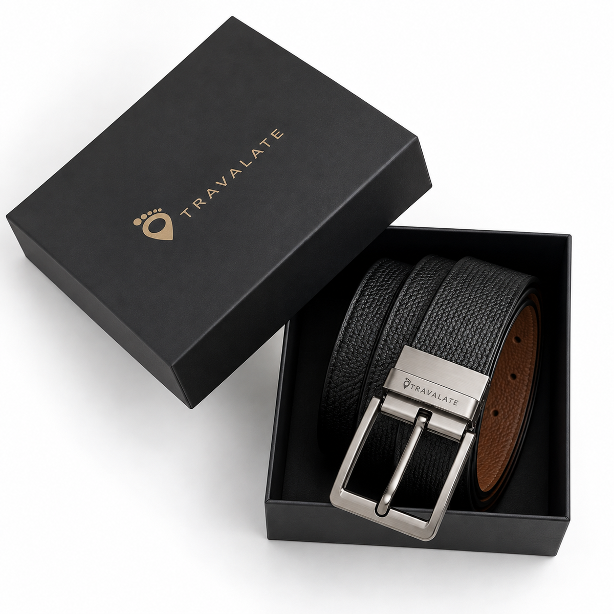 TRAVALATE 2-in-1 Twist Buckle Textured Leather Belt for Men - 44 Inches