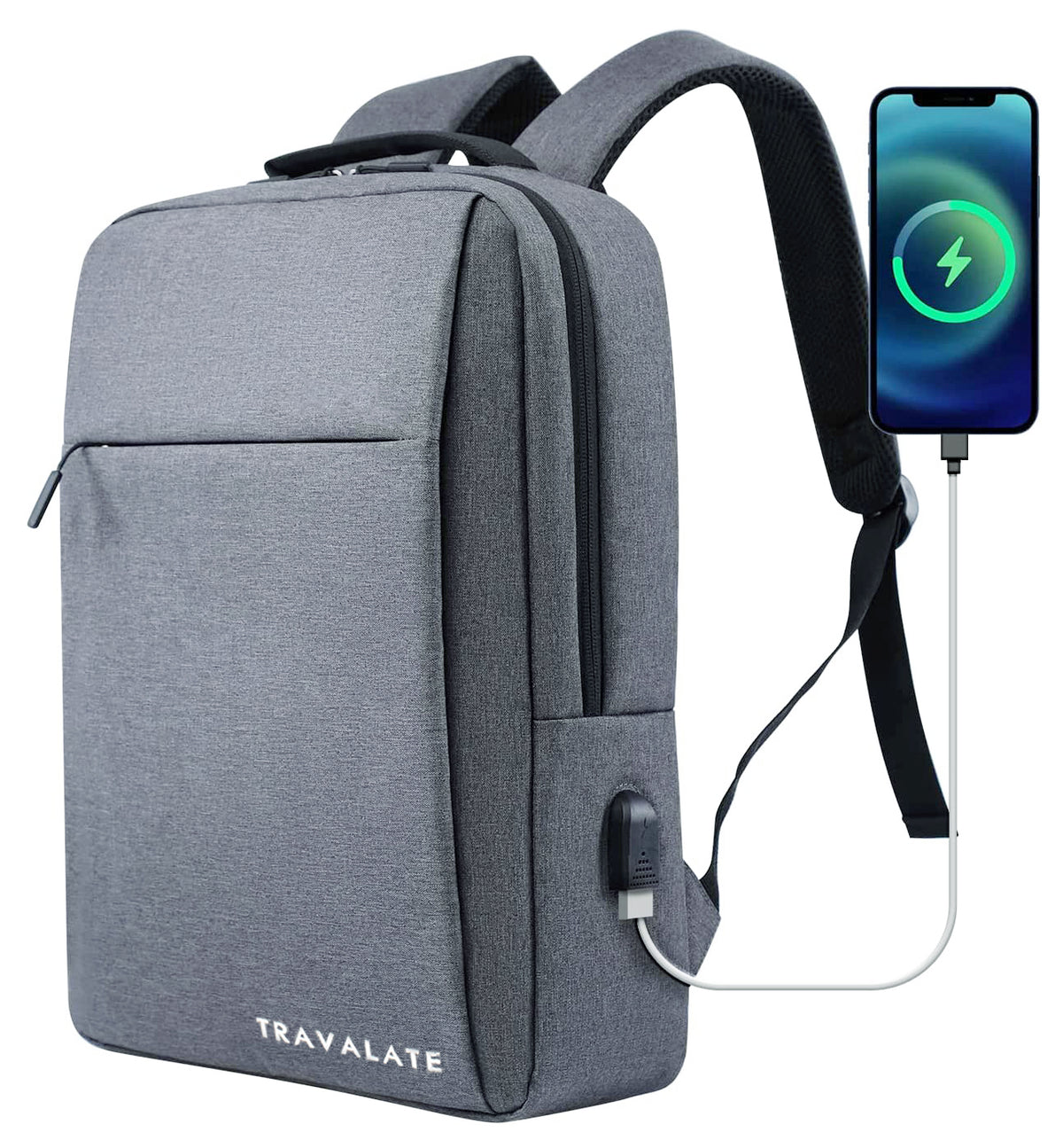 Cable Compartment Backpack Laptop Backpack with Charging USB port | Light Gray