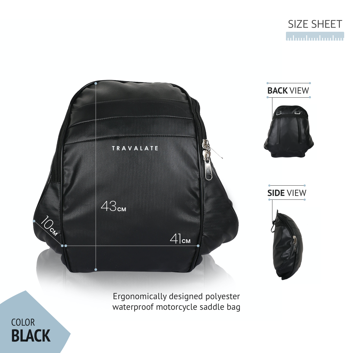 Motorcycle Saddle Bag | Black