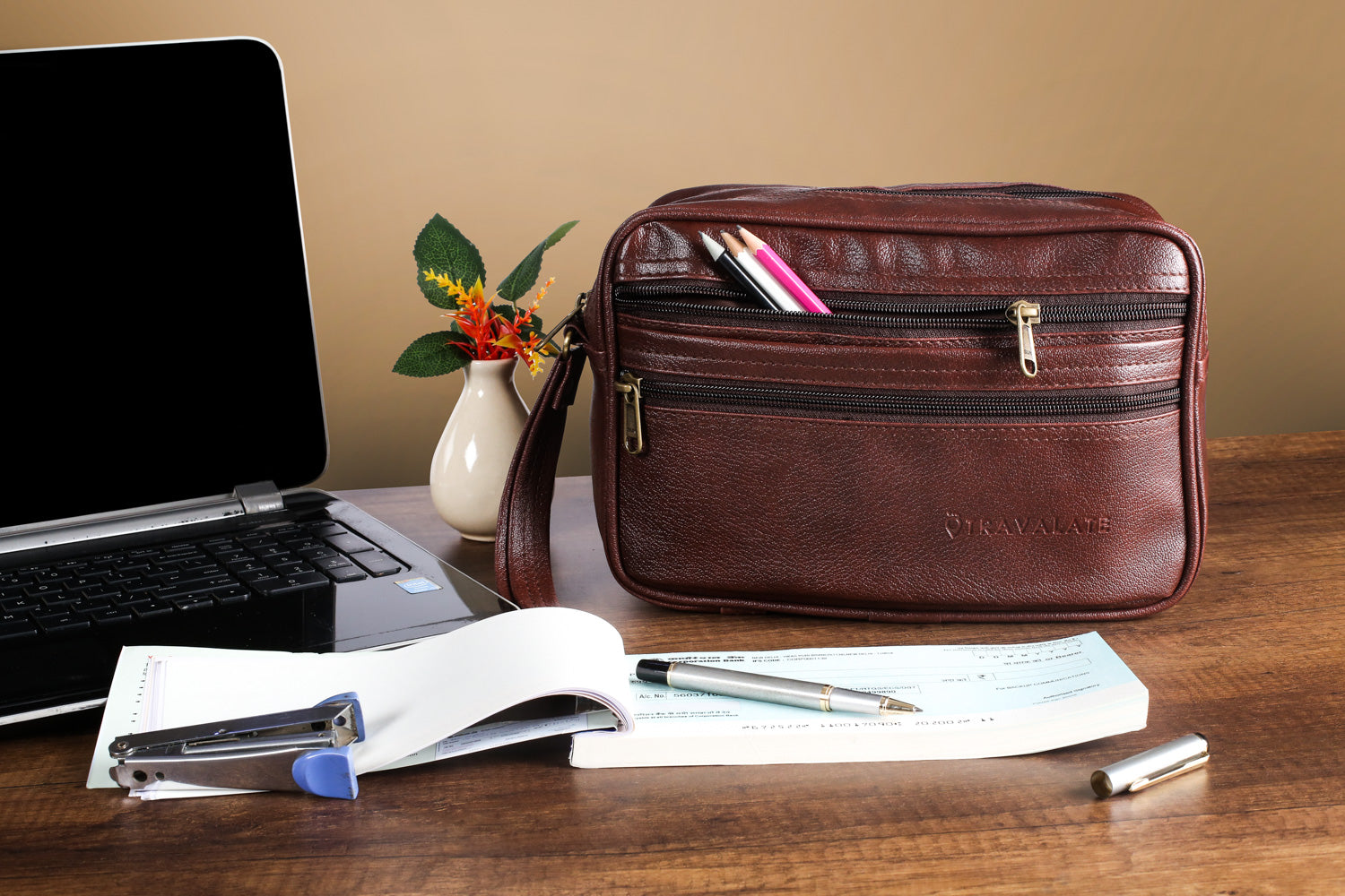 Multipurpose Leather Cash Bag | Brown