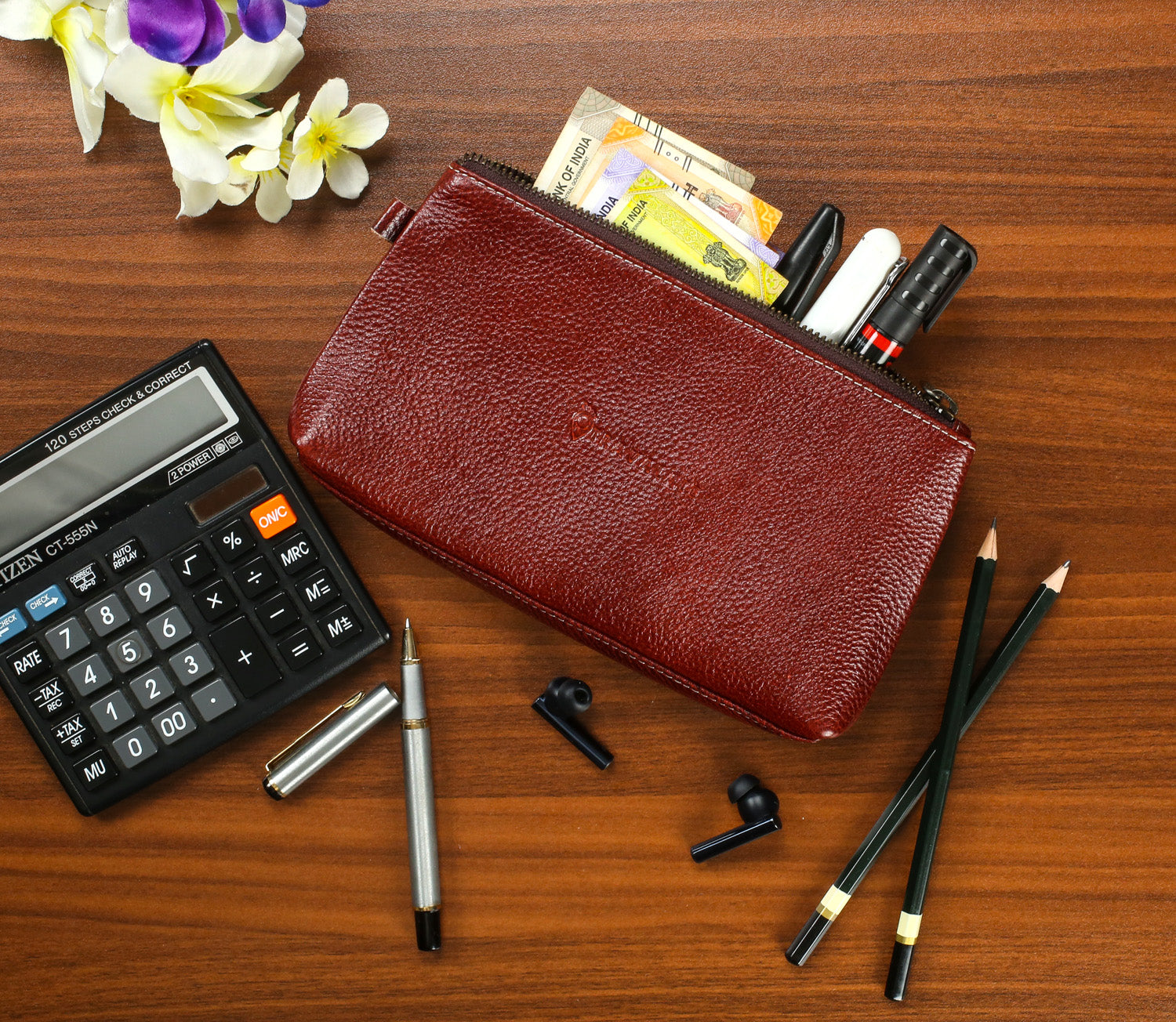 Genuine Leather Stash Pouch | Red