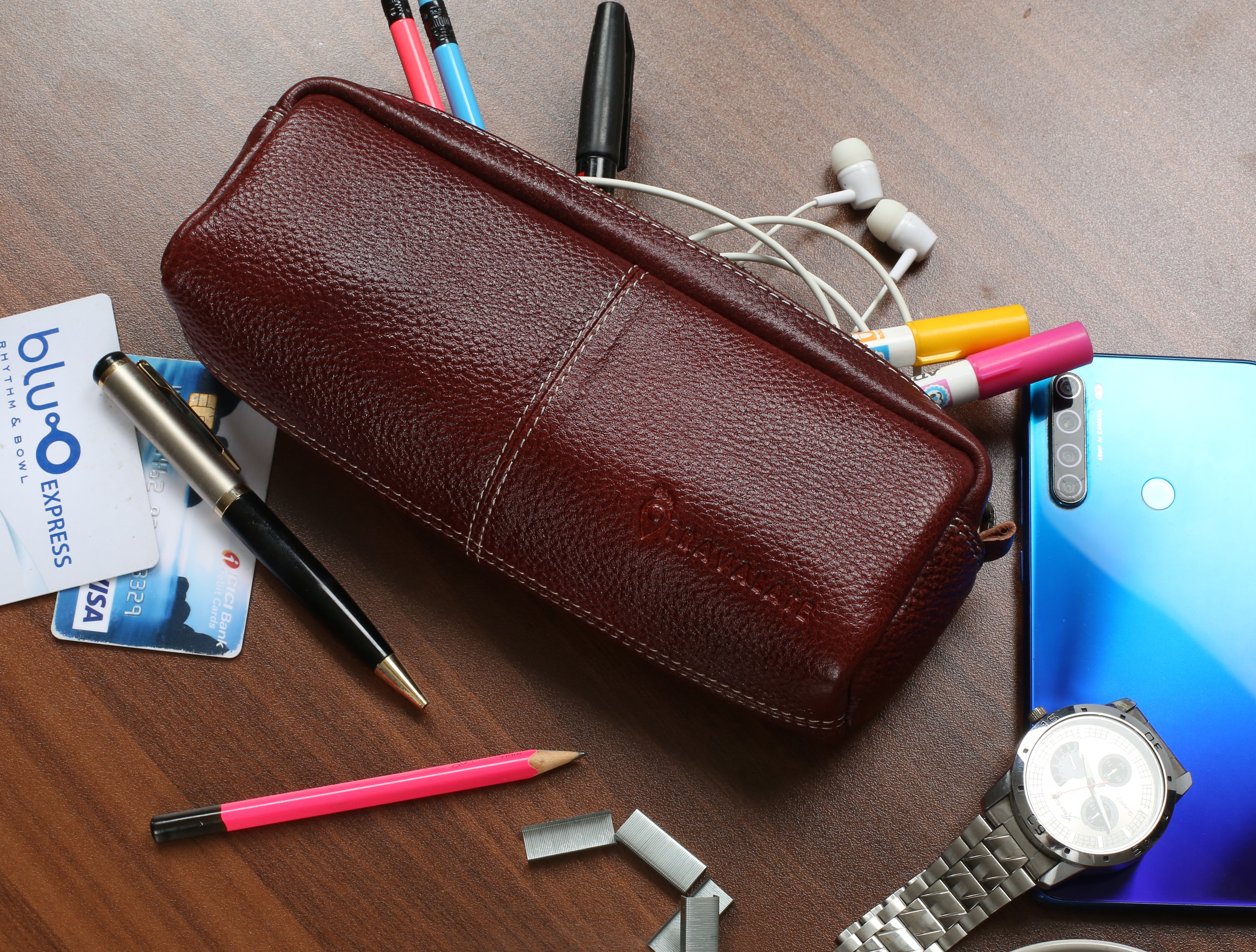 Genuine Leather Dopp Kit | Red