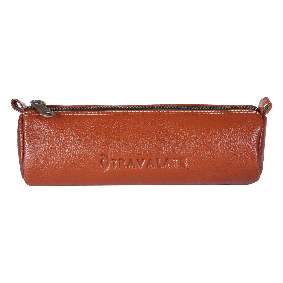 Genuine Leather Utility Pouch | Orange