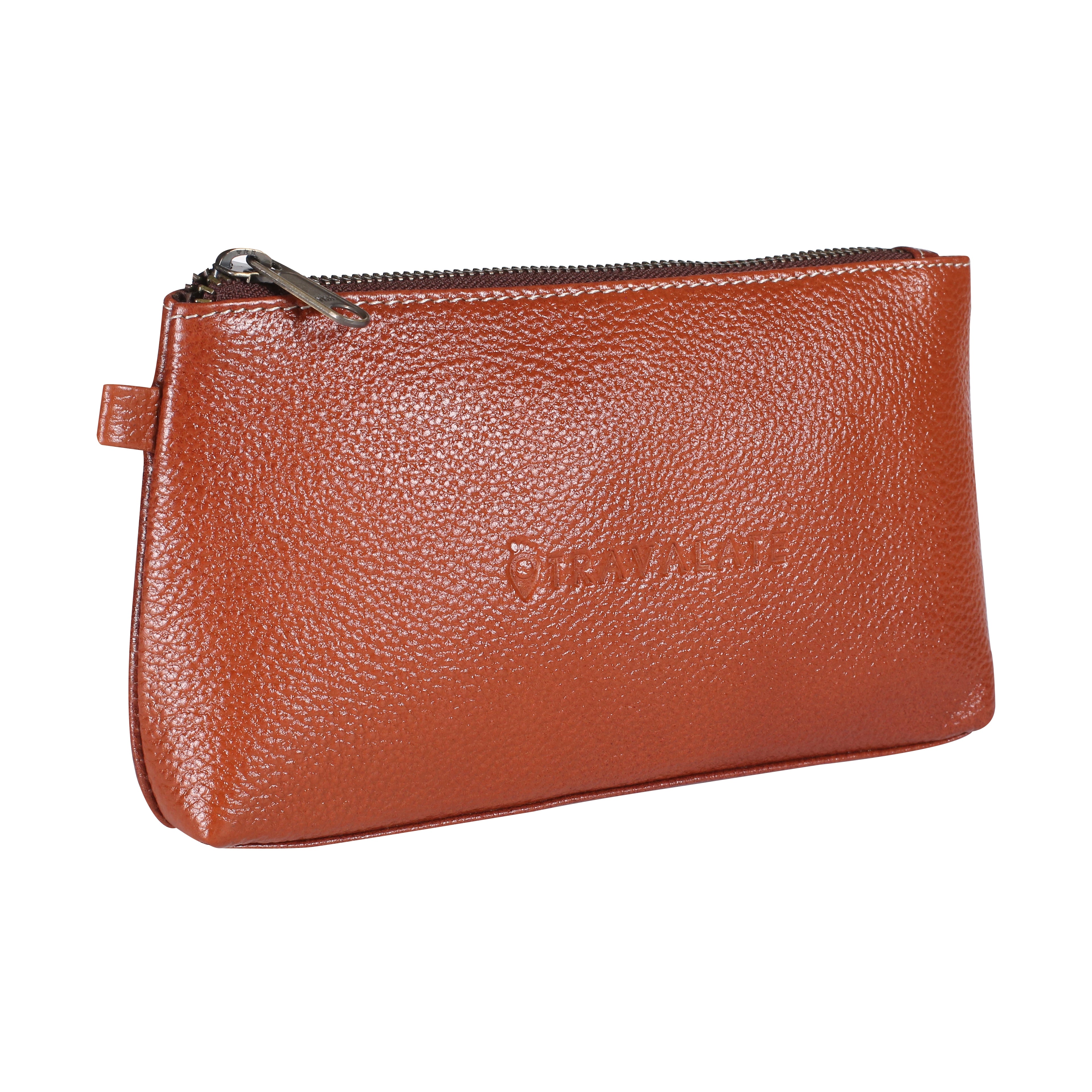 Genuine Leather Stash Pouch | Orange