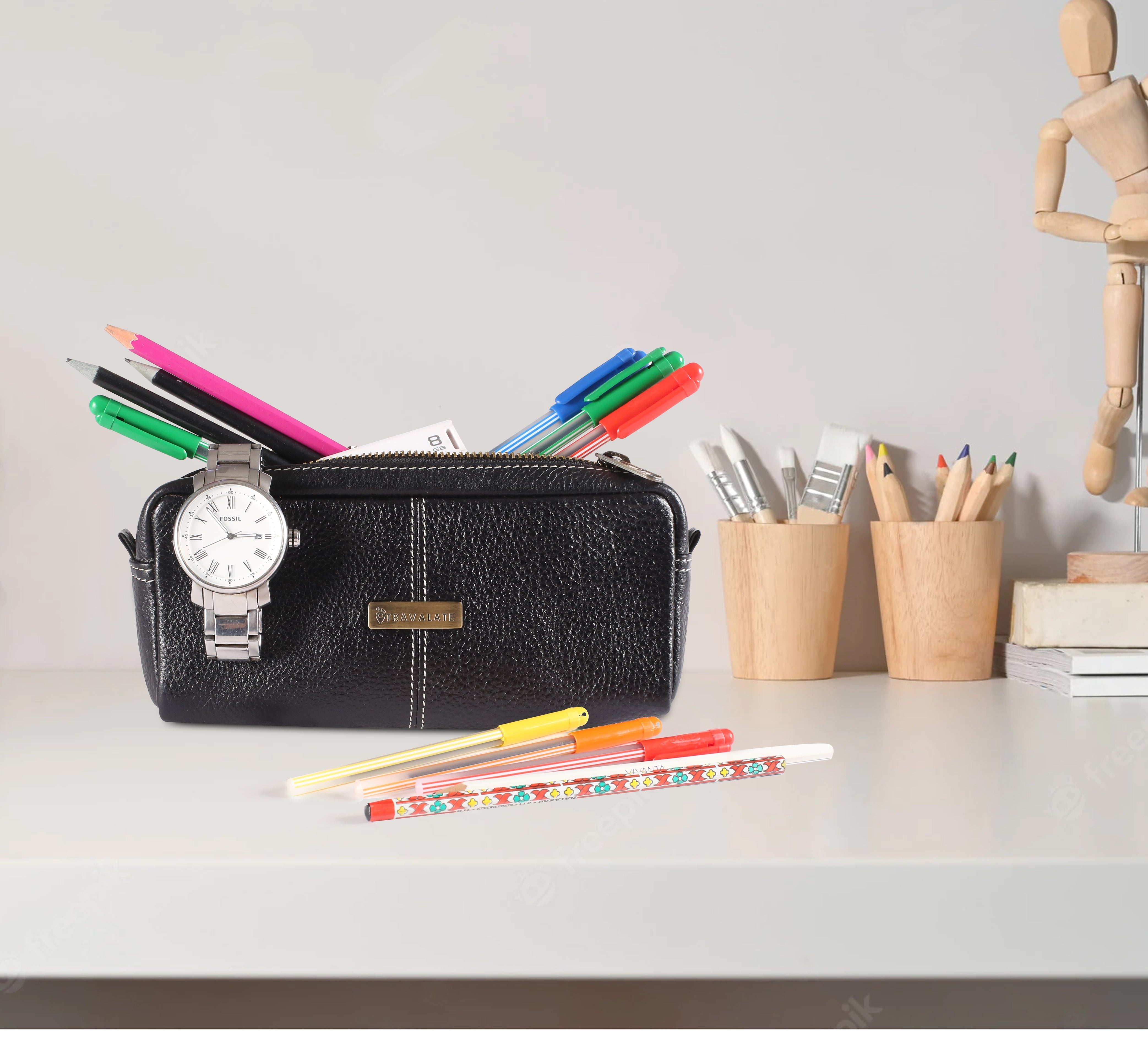 Genuine Leather Dopp Kit | Black