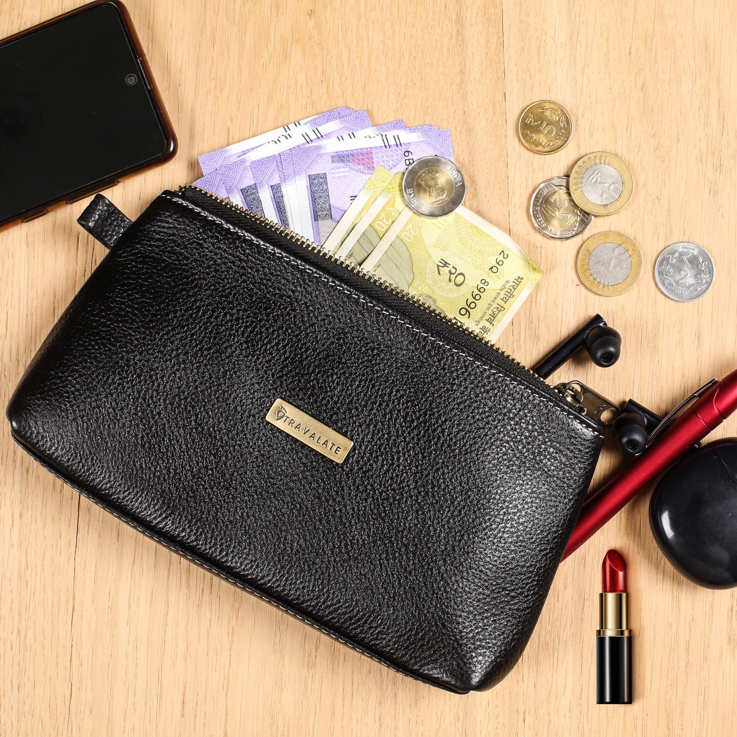 Genuine Leather Stash Pouch | Black