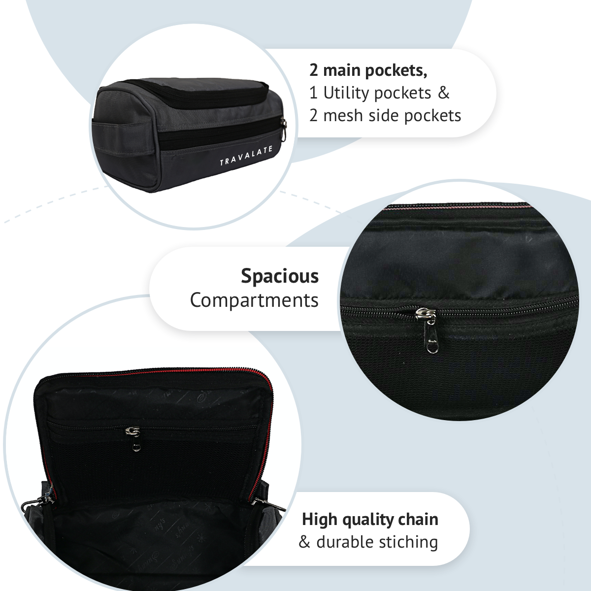 Multi-Equipped Toiletry Bag | Grey