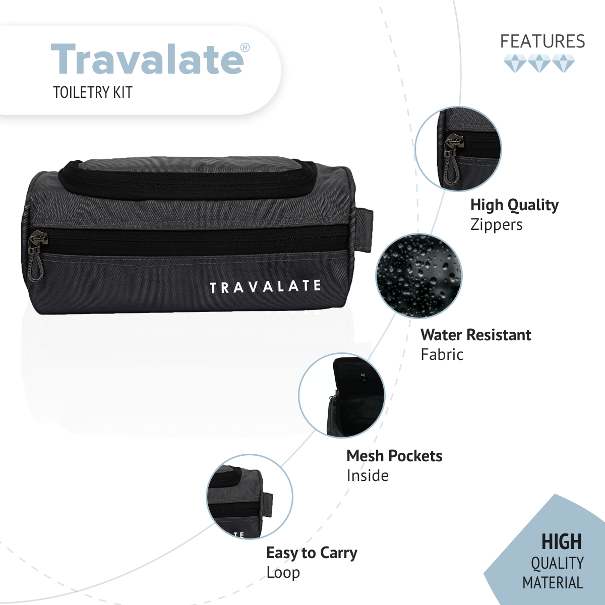 Multi-Equipped Toiletry Bag | Grey
