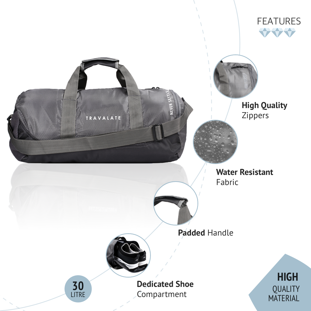 Gym Duffle Bag_30L | Gray