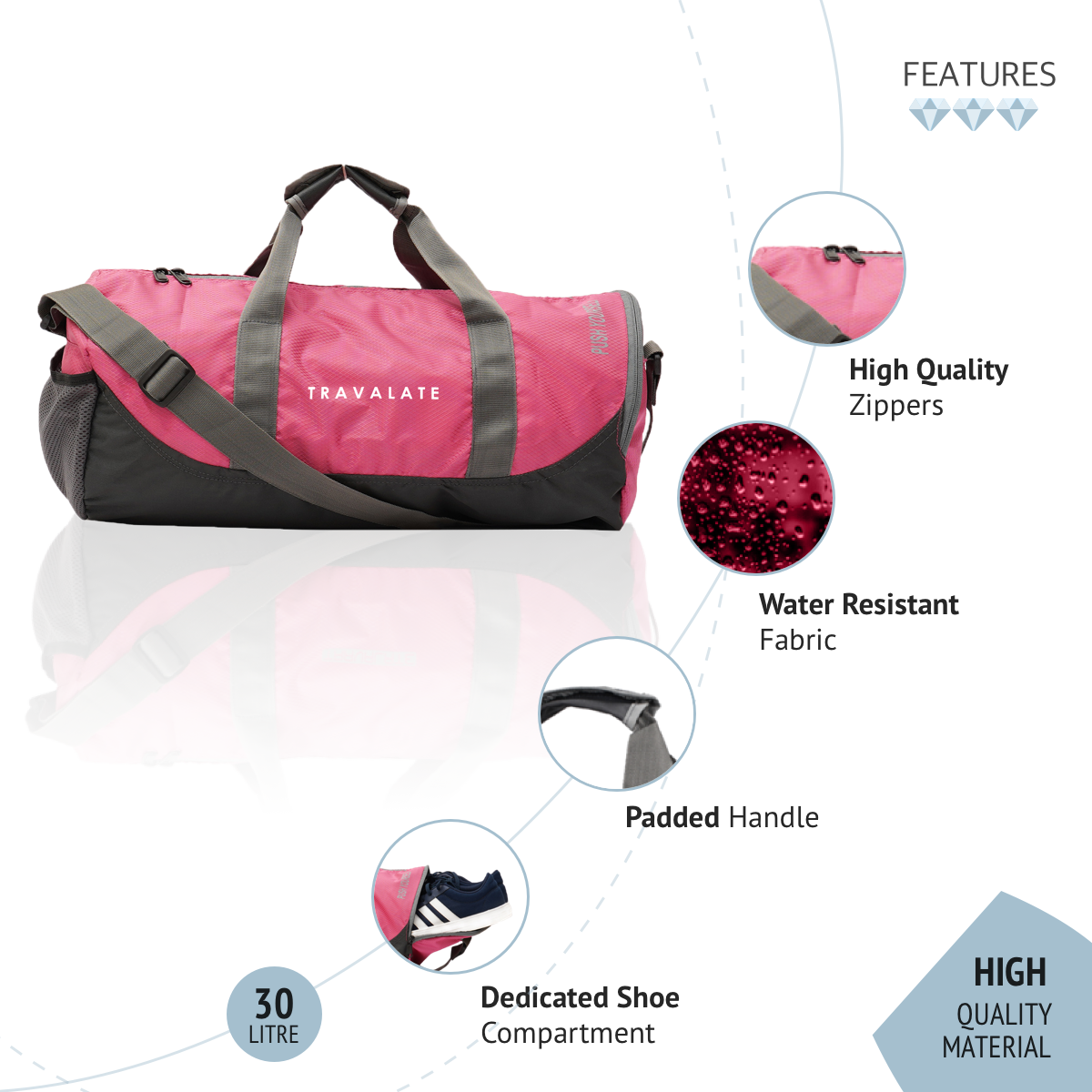 Gym Duffle Bag_30L | Pink