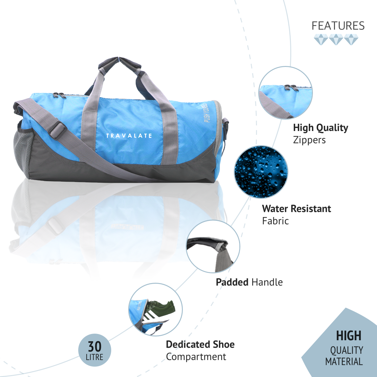 Gym Duffle Bag_30L | Sky Blue