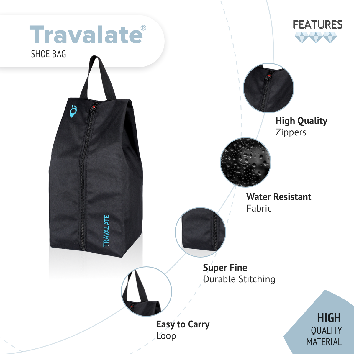 Foldable Shoe Organizer Bag (Pack of 2) | Blue