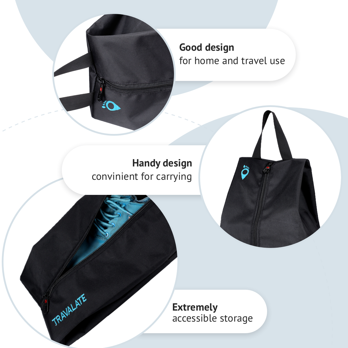Foldable Shoe Organizer Bag (Pack of 2) | Blue