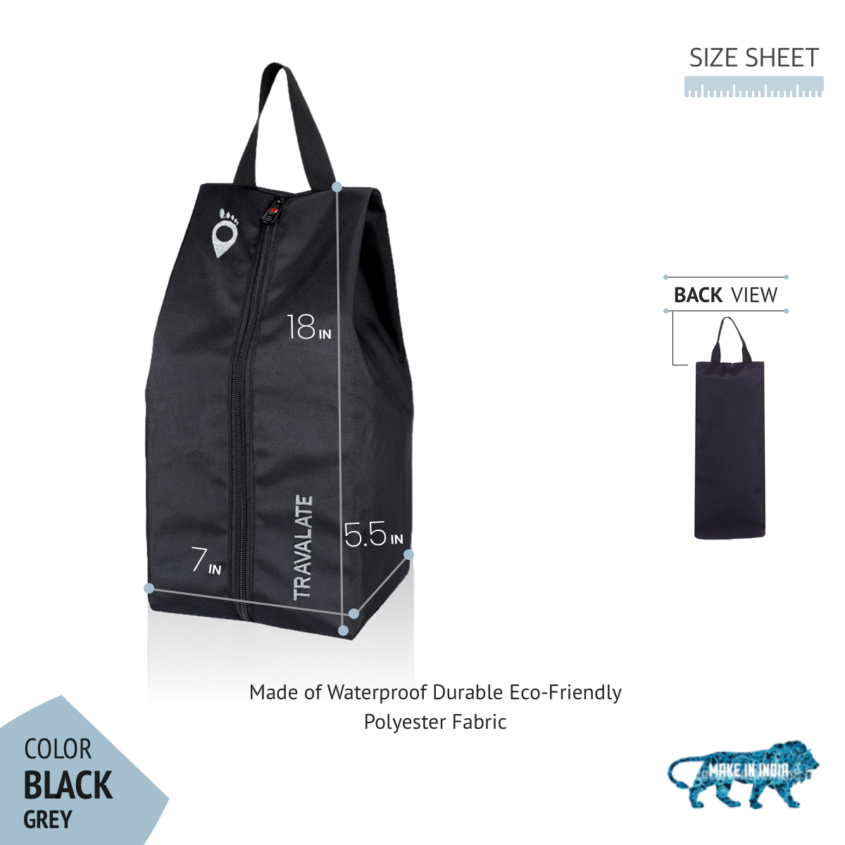 Foldable Shoe Organiser Bag | Black grey